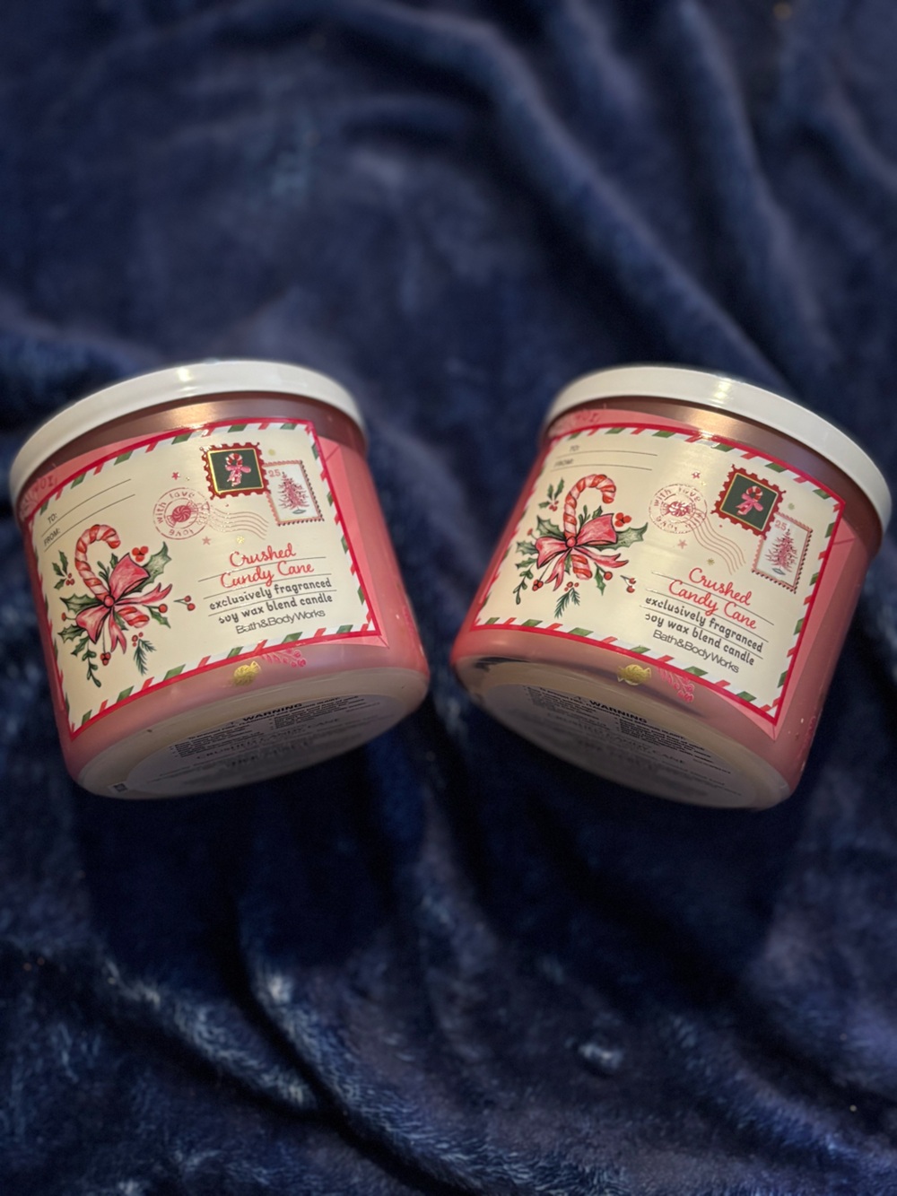 Bath & Body Works Pink Holiday Candy Cane Jar Candle Duo